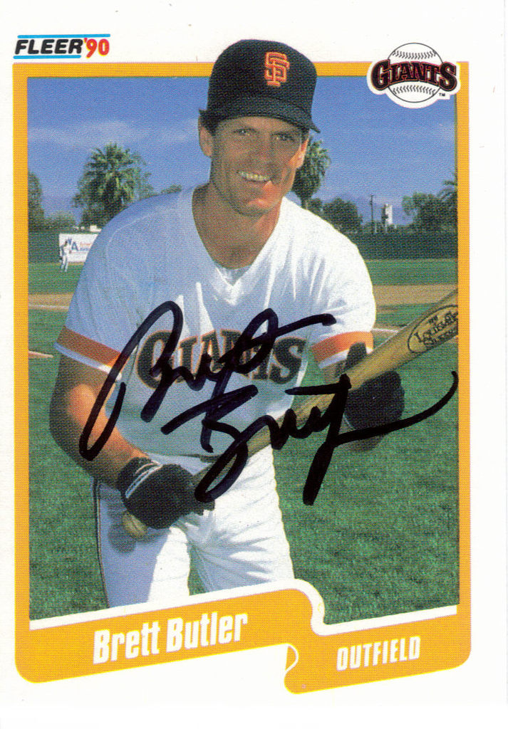 Brett Butler bunts on the Giants